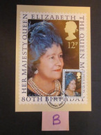 1980 THE 80th BIRTHDAY OF THE QUEEN MOTHER P.H.Q. CARD WITH FIRST DAY OF ISSUE POSTMARK. ( 02351 )(B) - Cartes PHQ