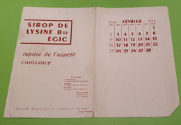 Buvard 779 CALENDRIER - Laboratoire - Nouvelles Enigmes -Etat D'usage:voir Photos-15.5x23cm Fermé Environ- FEVRIER 1958 - Produits Pharmaceutiques