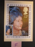 1980 THE 80th BIRTHDAY OF THE QUEEN MOTHER P.H.Q. CARD WITH FIRST DAY OF ISSUE POSTMARK. ( 02355 )(F) - Carte PHQ