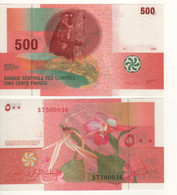 COMOROS  Nuovo 500 Francs  P15c ( Dated 2006  Issued 2020 New Signature " Lemur On Front + Orchid At Back" )    UNC - Comoros