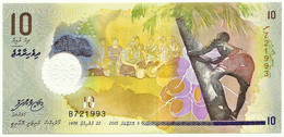 MALDIVES - 10 Rufiyaa - 2015 - UNC. - P 26 - Serie B - Polymer - Monetary Authority - Maldivas