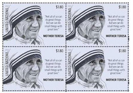 2021 New ** UN Mother Teresa 1v Stamp Block Of 4  MNH Mint  (**) - Cartas & Documentos