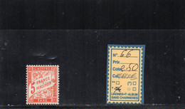 FRANCE -  Taxe Charnière* N°66 - 1859-1955 Brieven & Documenten