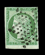 O EMISSION CERES 1849 - O - N°2 - 15c Vert - Obl. étoile Muette - Bdf - Signé Calves - TB - 1849-1850 Cérès