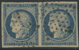 O EMISSION CERES 1849 - O - N°4a - 25c Bleu Foncé - Paire - étoile Muette - Lég.clair - Asp.TB - 1849-1850 Cérès