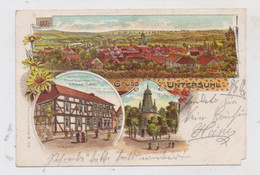 0 - 5904 GERSTUNGEN - UNTERSUHL, Lithographie, Gastwirtschaft Mohr, Kirche, Gesamtansicht, Eckfehler - Bad Salzungen