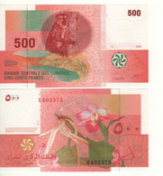 COMOROS   500 Francs  P15a    Dated 2006   1st Signature       " Lemur On Front +  Orchid At Back"     UNC - Comore