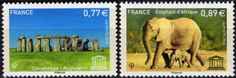 FRANCE Service 154 155 ** MNH UNESCO  Stonehenge Celte Angleterre éléphant Afrique 2012 - Nuovi