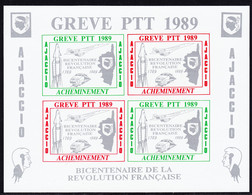 (*) TIMBRES DE GREVE (REF. MAURY) - (*) - AJACCIO 1989 - Bloc De 4 Val. (2 Verts Et 2 Rouges) - TB - Autres & Non Classés