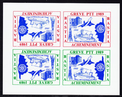 O TIMBRES DE GREVE (REF. MAURY) - O - BASTIA 1989 - Bloc De 4 Val. (2 Coul. Diff.) En Tête Bêche - ND - Non Catalogué -  - Autres & Non Classés