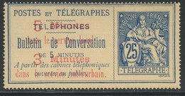 (*) TIMBRES - TELEPHONE - (*) - N°13 - 25c Bleu - TB - Télégraphes Et Téléphones