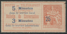 (*) TIMBRES - TELEPHONE - (*) - N°14 - 25 Sur 50c Rouge Sur Rose - TB - Télégraphes Et Téléphones