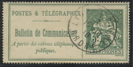 O TIMBRES - TELEPHONE - O - N°30 - 3F Vert - TB - Télégraphes Et Téléphones