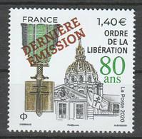 FRANCE  2021 - Ordre De La Libération De 2020 Surchargé ''Dernière émission" - 1 Val Neuf // Mnh - Unused Stamps