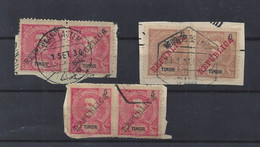 TIMOR 3 Pairs USED (1 Lautem Postmark) On Fragments 1911 10 And 12 Avos Rates Mf#116-7 Scott#110-11 YT#118-9 Mi#116-7 - Timor