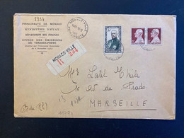 LR Pour La FRANCE TP ALBERT 1ER 50F + 15F Paire OBL. HOROPLAN 16-3 1949 MONACO VILLE - Covers & Documents