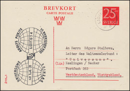 Postkarte P 69 BREVKORT Ziffer 25 Öre, LIDINGÖ 8.11.1956 Nach Esslingen - Postal Stationery