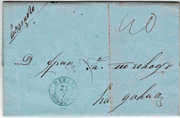 1859, Blue " BERLAD - MOLDOVA " Clear, Complete Cover, A6105 - ...-1858 Voorfilatelie