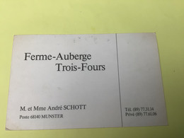 Carte Visite : FERME- AUBERGE TROIS-FOURS à Munster, Alsace. - Visitenkarten