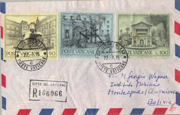 1975 VATICANO , CORREO AÉREO , CERTIFICADO A CHUQUISACA ( BOLIVIA ) , LLEGADA , EN SUCRE MARCA DE LLEGADA SOBRE ABIERTO - Storia Postale