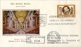 1962 VATICANO , SOBRE CERTIFICADO A MERANO , LLEGADA , THE GOLDEN SERIES , JOANNES XXIII - Cartas & Documentos