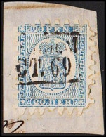 1866-1874. Coat Of Arms. Penni & Mark. Roulette III (long Tongue). 20 PEN. Blue On Blue Pape... (Michel 8 Cx) - JF512191 - Used Stamps