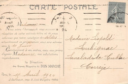 21-9100 : CARTE POSTALE DU MAGASIN AU BON MARCHE. TIMBRE ROULETTE ? - Roulettes