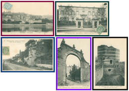 5 Cp - TREVOUX - Ancienne Porte Sous Préfecture Tribunal Vieille Tour Vue Générale Ruines Château Féodal - 1907 - Trévoux