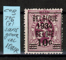 COB 376 (*), Neuf Sans Gomme, VAL COB 10 EUR (60% De La Cote *) - Sobreimpresos 1929-37 (Leon Heraldico)