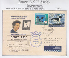 Ross Dependency Scott Base 2002 Cover Visit Princess Anne (SC112) - Lettres & Documents