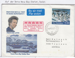 Ross Dependency Terra Nova Bay Station Italy 2002 Cover Visit Princess Anne (SC112A) - Brieven En Documenten