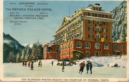 Suisse - CPA - ABELBODEN - The Nevada Palace Hotel - Patinoire - Patineurs - Railway-station Frutigen -  Scan Du Verso - - Frutigen