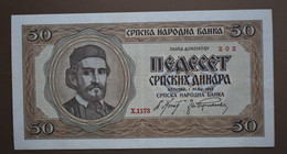 Serbia 50 Dinara VF  PAYS TO THE BEARER FIFTY DINARA BELGRADE 1 May, 1942 SERBIAN NATIONAL BANK - Serbie