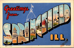 Illinois Greetings From Springfield Large Letter Linen 1946 Curteich - Springfield – Illinois