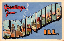 Illinois Greetings From Springfield Large Letter Linen Curteich - Springfield – Illinois