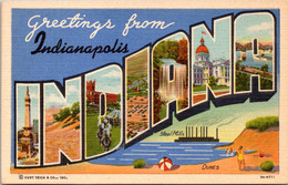 Indiana Greetings From Indianapolis Large Letter Linen 1945 Curteich - Indianapolis