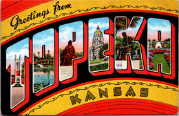 Kansas Greetings From Topeka Large Letter Linen 1944 - Topeka