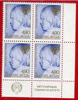 YUGOSLAVIA 1979 International Children's Year Block Of 4 MNH / **.  Michel 1779 - Unused Stamps