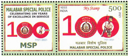 INDIA 2021 MY STAMP, MALABAR SPECIAL POLICE Centenary, Kerala,LIMITED ISSUE ,MNH(**) - Neufs