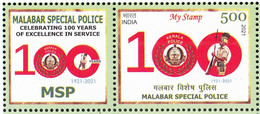 INDIA 2021 MY STAMP, MALABAR SPECIAL POLICE Centenary, Kerala,LIMITED ISSUE ,MNH(**) - Nuevos