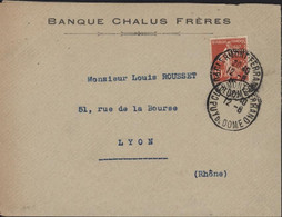 Perforé YT 138 Perforation CF Banque Chalus Frères CAD Clermont Ferrand 12 8 Arrivée Lyon RP - Autres & Non Classés