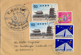 1967 , JAPÓN / JAPAN  ,  SOBRE CIRCULADO  , CORREO AÉREO ,  INFANCIA , TESOROS NACIONALES , CONGRESO DE CARRETERAS - Lettres & Documents