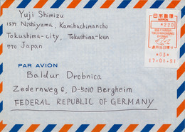 1991 , JAPÓN / JAPAN , SOBRE CON SSV / ATM , TOKUSHIMADAIGAKU - Storia Postale