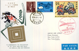 1966 , JAPÓN / JAPAN  , FIRST FLIGHT - JAPAN AIR LINES , INAUGURACIÓN RUTA TOKYO - NEW YORK VIA HONOLULU Y SAN FRANCISCO - Covers & Documents