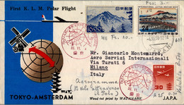 1958 , JAPÓN / JAPAN  , FIRST FLIGHT -  K.L.M. POLAR FLIGHT - TOKYO / AMSTERDAM , LLEGADA - Covers & Documents