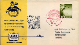 1957 , JAPÓN / JAPAN  ,  CORREO AÉREO ,  SAS - VUELO INTERPOLAR A COPENHAGUEN , LLEGADA - Storia Postale