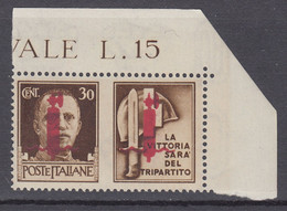 ITALY - R.S.I. - Prop. Di Guerra Emiss. Di Firenze Sass N. 44 (Lilla Carminio) Cv 600 Euro - FIRMATO MNH** Gomma Integra - Kriegspropaganda