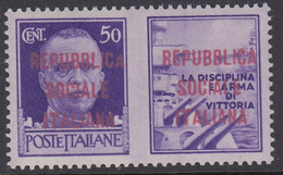 ITALY - R.S.I. - Prop. Di Guerra Emiss. Di Firenze Sass N. 45 (Lilla Carminio) Cv 1500 Euro - MNH** Gomma Integra - Propaganda Di Guerra