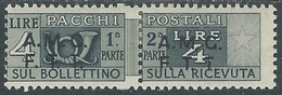 1947-48 TRIESTE A PACCHI POSTALI 4 LIRE MH * - P49-2 - Postpaketen/concessie