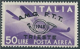 1948 TRIESTE A POSTA AEREA CONVEGNO FILATELICO 50 LIRE MNH ** - P16-2 - Correo Aéreo